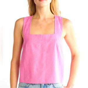 Madewell Pink Linen Irene Cross Back Top